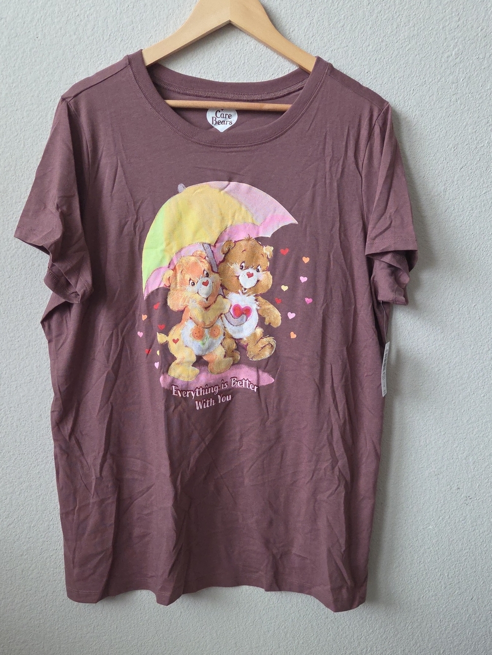 Torrid Care Bears Women's Rose Taupe Tee Everything Is Better W/You 2 2X 18-20